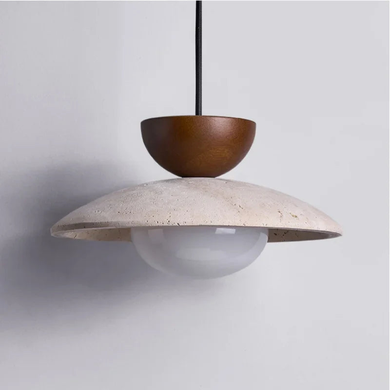 Helnys Yellow Travertine LED Pendant Lights Nordic Modern White Glass Hanging Lamp