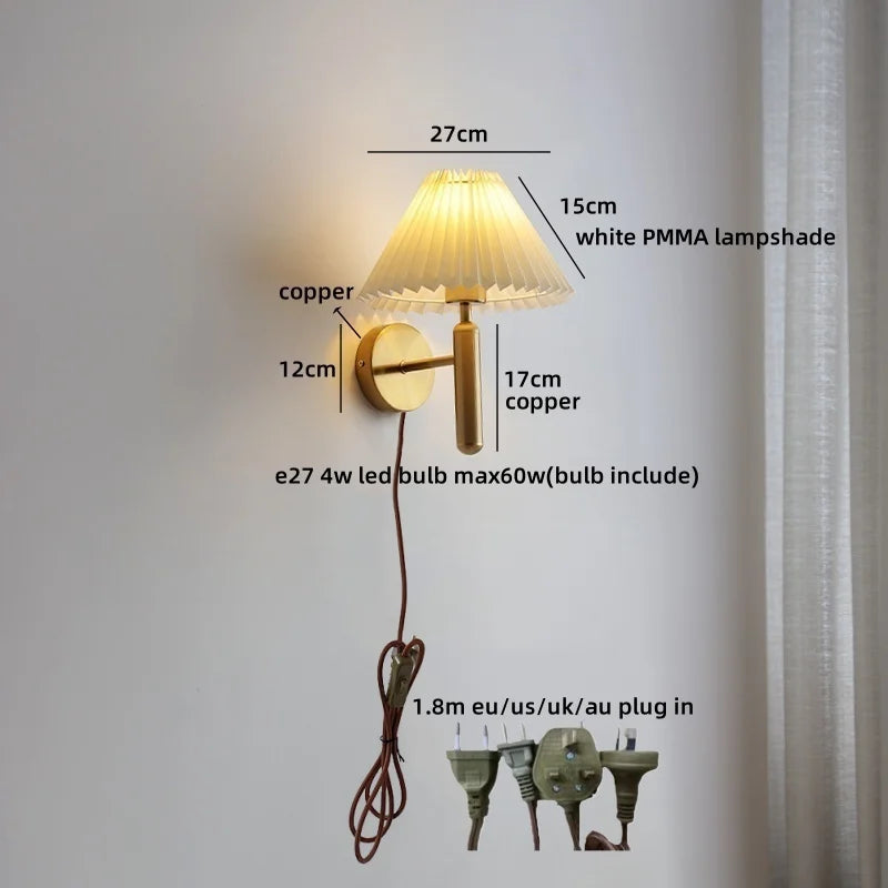 Helnys Nordic LED Wall Lamp Modern Staircase Lighting White Umbrella Mirror Light