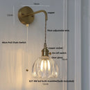 Helnys Smoke Gray Glass LED Wall Light with Pull Chain Switch - Minimalist Design