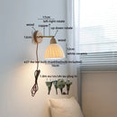 Helnys White Ceramic LED Wall Sconce Lamp Wooden Socket Stair Light Fixtures