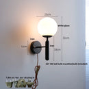 Helnys Modern Black Iron LED Wall Light with Pull Chain Switch & White Glass Shade