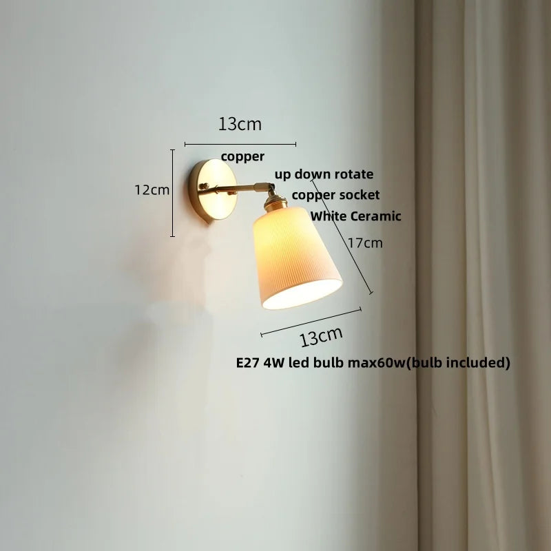 Helnys LED Wall Lights Pull Chain Switch Bedroom Bedside Lamp
