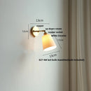 Helnys Globe White Ceramic LED Wall Sconce with Pull Chain Switch & Rotate Copper Mirror Light