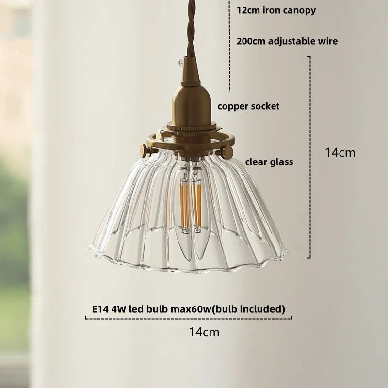Helnys Amber Glass Pendant Light - Nordic Modern LED Fixture with Adjustable Wire