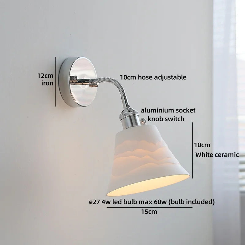 Helnys Round Glass Ball LED Wall Light - Gold Brass Base Nordic Bedroom Bedside Lamp