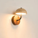 Helnys Mushroom LED Wall Light: Walnut Canopy, Yellow Travertine Wall Lamp