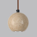 Helnys Yellow Travertine Globe LED Pendant Light for Bedroom Living Room