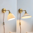 Helnys Nordic Ceramic LED Wall Sconce with Switch for Bedroom Living Room