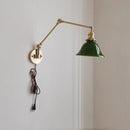 Helnys Copper Swing Arm Wall Lamp with Green White Lampshade