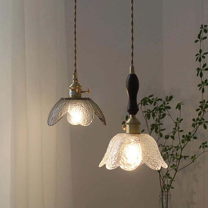 Helnys Nordic Flower Glass LED Pendant Lights for Dining Living Kitchen Room
