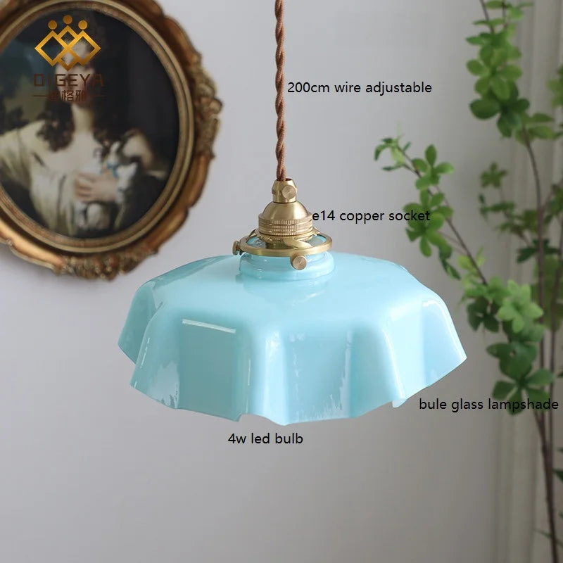 Helnys Nordic Milky Yellow Glass LED Pendant Lights for Home Indoor Lighting