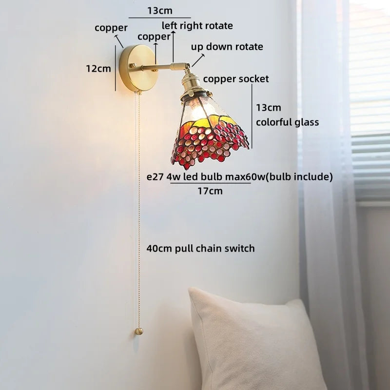 Helnys LED Glass Wall Lamps for Kids Bedroom, Nordic Design Mirror Light