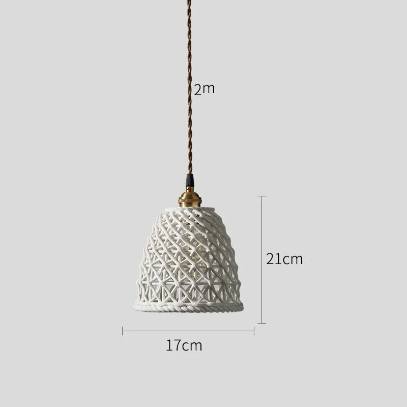 Helnys Bule Ceramic LED Pendant Lamp Modern Nordic Hanging Light for Bedroom Restaurant
