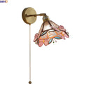 Helnys Pink Butterfly Glass LED Wall Light for Indoor Living Room & Bedroom