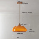 Helnys Glass LED Pendant Light 30W Vintage Wood Hanging Lamp