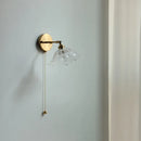 Helnys Glass Wall Light with Pull Chain Switch and LED Plug-in for Bedroom Lighting