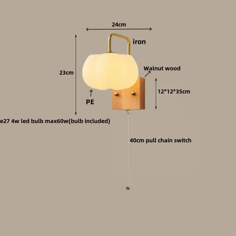 Helnys Nordic Walnut Wood LED Wall Lamp Luminaire