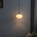 Helnys Pumpkin Shell LED Glass Pendant Light - Iron Canopy, Bedroom Dining Living Room Decor