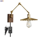 Helnys Copper Arm LED Wall Sconce Pull Chain Switch Nordic Luminaria