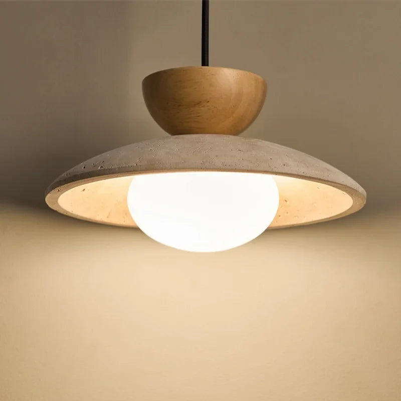 Helnys Yellow Travertine LED Pendant Lights Nordic Modern White Glass Hanging Lamp