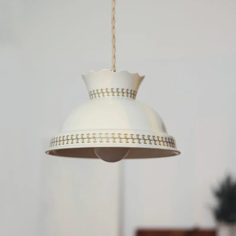 Helnys Flower Ceramic LED Pendant Light, Modern Nordic Style Copper Hanging Lamp