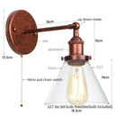 Helnys Clear Glass Iron LED Wall Lamps Stair Light Fixtures Rustic Industrial Vintage