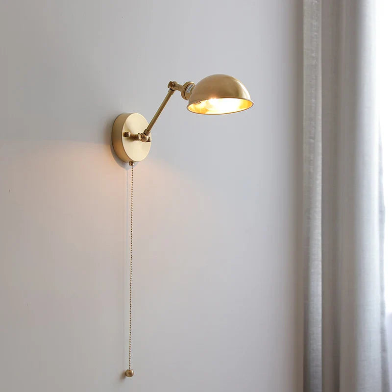 Helyn's Nordic Swing Arm LED Wall Lamp - Modern Copper Bedside Light