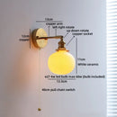 Helnys Nordic LED Wall Light White Ceramic Gold Brass Arandela