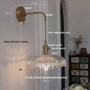 Helnys Amber Vintage LED Glass Wall Light Fixture with Pull Chain Switch