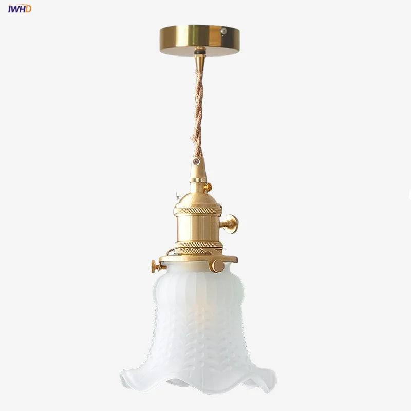 Helnys White Bud Glass LED Pendant Light - Modern Nordic Wire Adjustable Hang Lamp