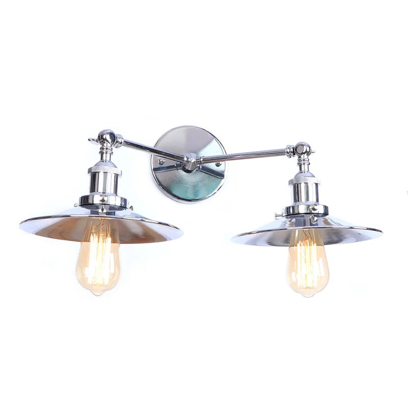 Helnys Silver Vintage LED Wall Light 2 Heads Living Room Bedside Lamp