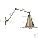 Helnys Vintage Industrial Swing Arm Wall Sconce - Silver Iron LED Bedside Light