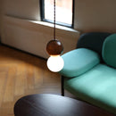 Helnys Wood Glass Balls LED Pendant Chandelier Black Walnut Hanging Lamp