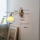 Helnys Walnut Ceramic LED Wall Lamp with Copper Arm, Rotating, Pull Chain Switch