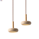 Helnys Wood Yellow Travertine Pendant Lamp - Nordic Modern LED Hanging Lights