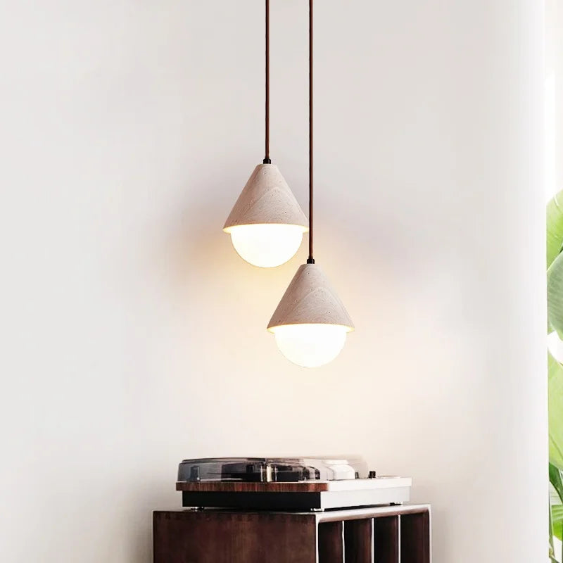 Helnys White Glass LED Pendant Light Fixture Nordic Modern Hanging Lamp