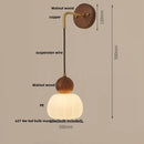 Helnys Amber LED Wall Lamp Walnut Wood Pull Chain Switch Applique Murale
