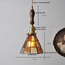 Helnys Vintage Europe Style LED Pendant Light with Wood, Copper, Glass Lampshade