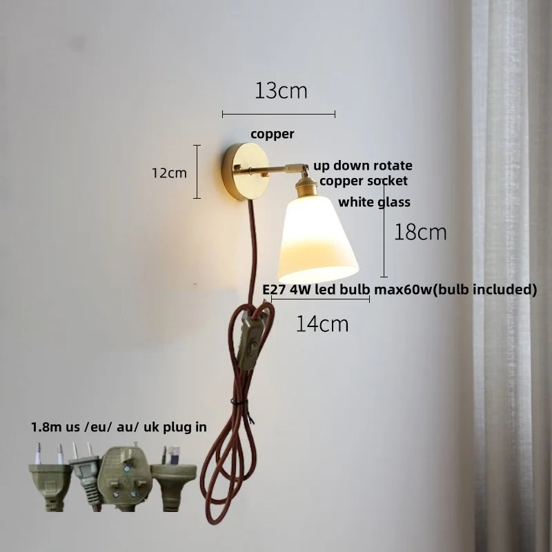Helnys Modern Nordic LED Wall Lights - White Moon Up Down Rotate Bedside Lamp