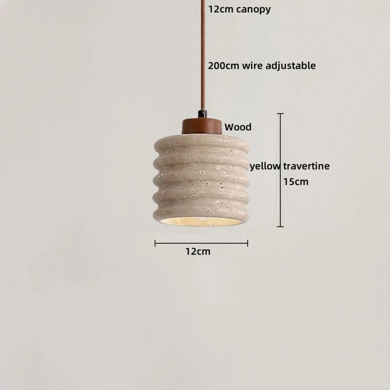 Helnys Yellow Travertine LED Pendant Light - Nordic Modern Hang Lamp