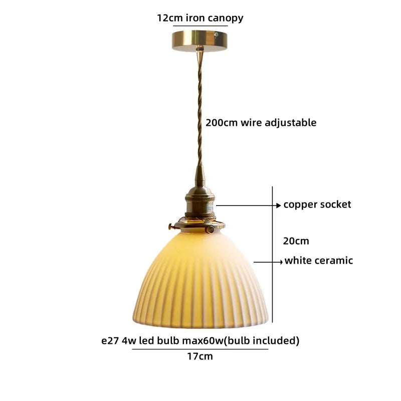 Helnys Nordic Ceramic Sphere Pendant Light for Modern Bedroom Decor
