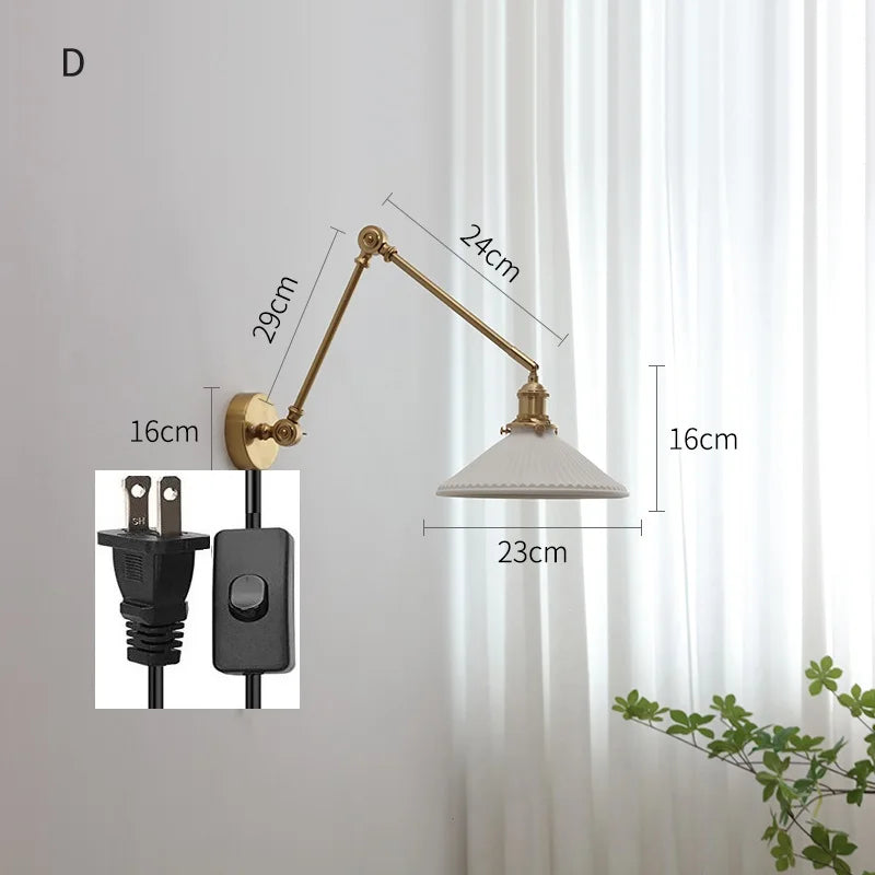 Helnys Copper Swing Arm LED Wall Sconce Up Down Nordic Modern Wandlamp