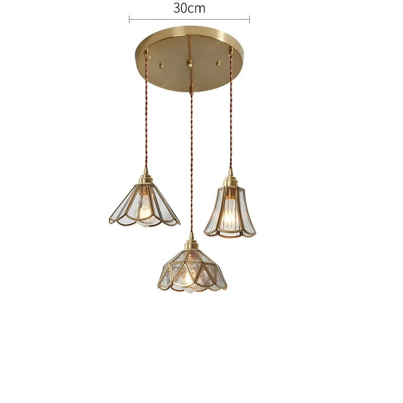 Helnys Glass LED Pendant Lights: Modern Copper Hanging Lamp for Bedroom, Dining, Restaurant