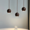 Helnys Black Walnut LED Pendant Lamp with Round Lampshade for Stylish Home Decor