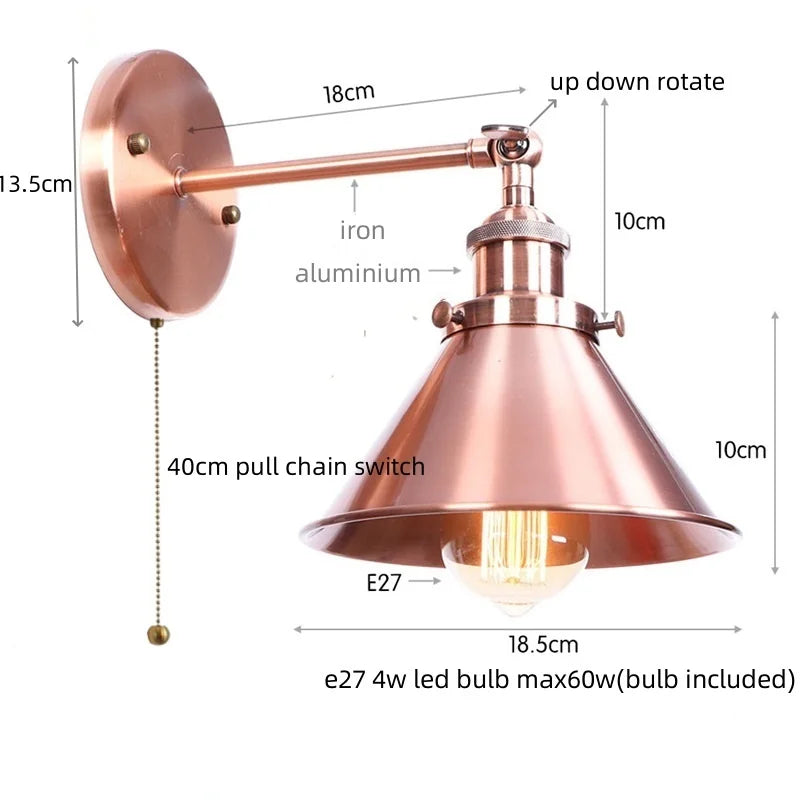 Helnys Industrial LED Wall Lamps for Bathroom Mirror Stair Light Dinning Room Home Decor