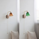 Helnys Glass Wood LED Wall Lights Up Down Rotate Bedside Lamp