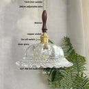Helnys Nordic Walnut Flower Glass Pendant Chandelier Switch LED Hang Lamp