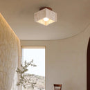Helnys Yellow Travertine Square LED Ceiling Light Fixture