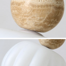 Helnys White PE Lampshade LED Pendant Lamp Yellow Travertine Globe Wood Hanging Lights
