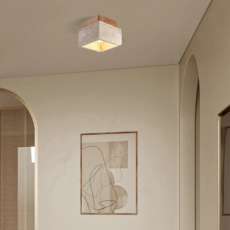 Helnys Nordic Wood Ceiling Light Fixture LED Bedroom Porch Hallway Modern Lamp